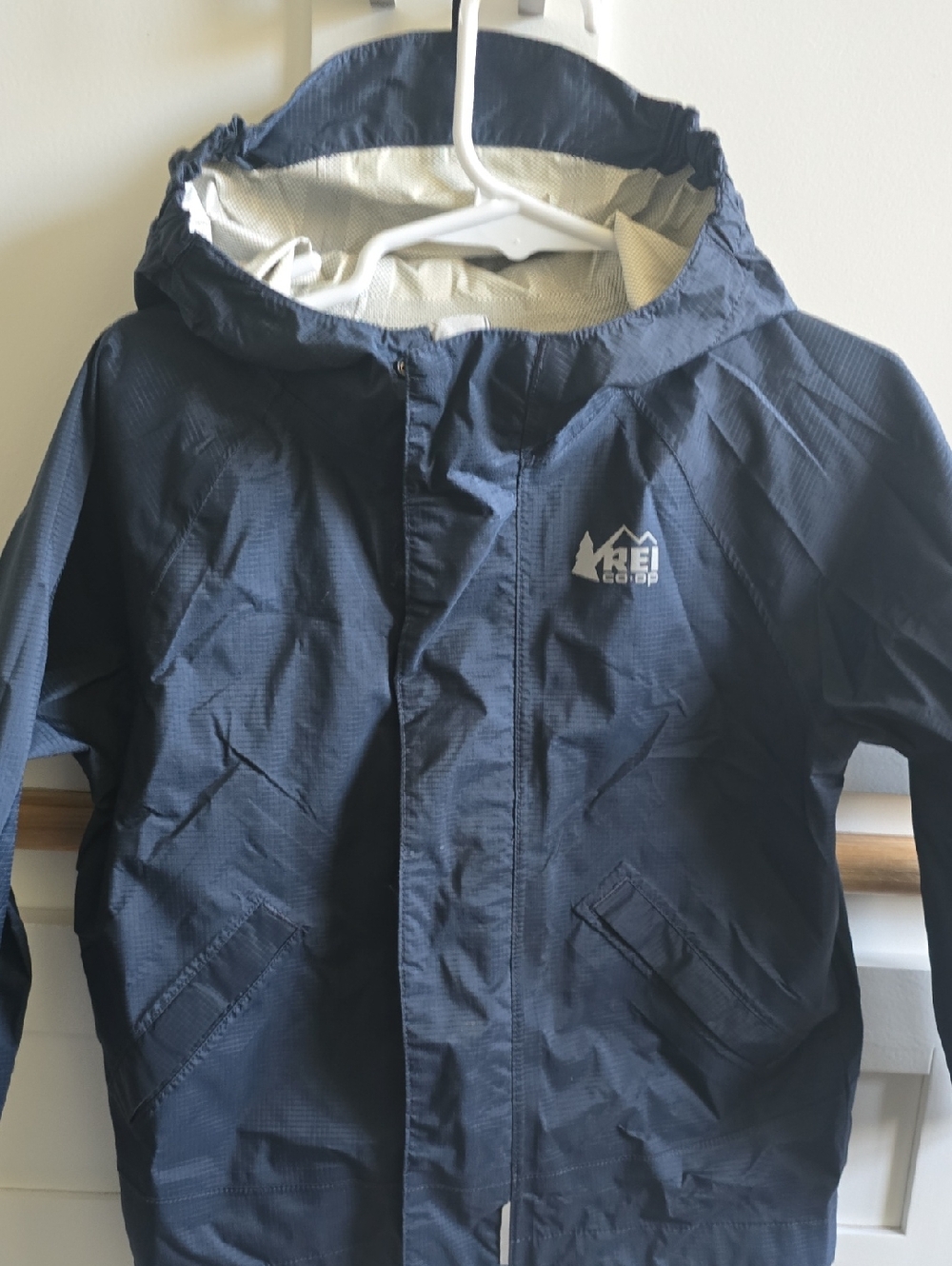 REI Kids Navy Hooded Raincoat with Logo